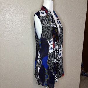 Pleats Collection Red Purple Art To Wear Open Front Cardigan Vest Womens Size XL